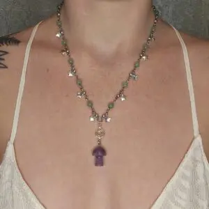 Amethyst Fairy Mushroom Pendant Necklace