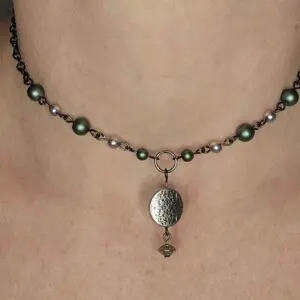 Green + Silver Pendant Choker