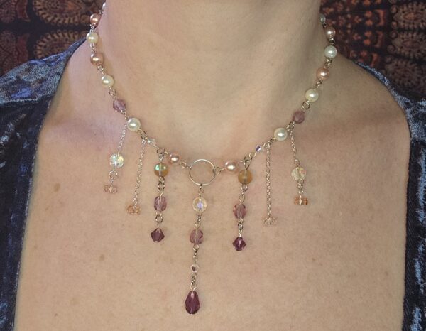 Pink and Pearl Drip Necklace